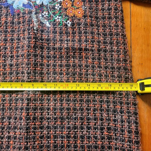 Zara Tweed Sequin FLoral Dress, sz XS-Small - Picture 10 of 13